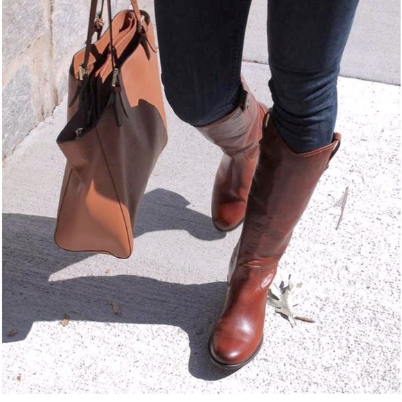 🤎 FRYE Women's Melissa Button Riding Boot in Cognac - Picture 2 of 13